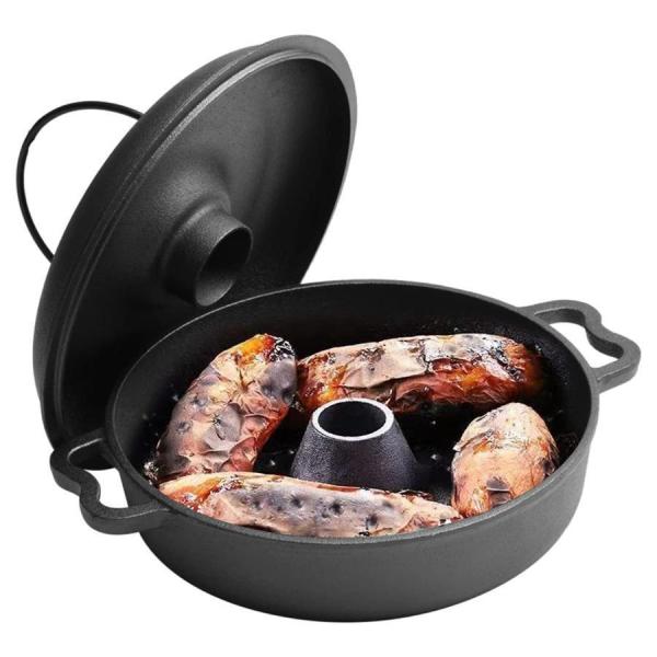 焼き芋器 石 石焼鍋 焼き芋/とうもろこし/栗など器 鋳物ホーロー鍋 多機能 鋳鉄鍋 焼芋鍋 鉄鋳物 ビビンバ鍋 敷板 ハンドル付き 家庭用 ダブルハンドル鍋調理器