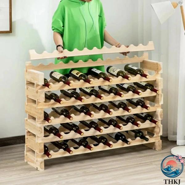 【大容量ワインラック】：ご家庭のワインボトル収納のあらゆるニーズにお応えします。 木材とボトルの間の良好な摩擦がボトルの落下を防ぎ、波状の厚い木製パネルのデザインは、各ボトルをわずかに傾けることができ、繰り返しコルクを湿らせ、ワインを長期間...