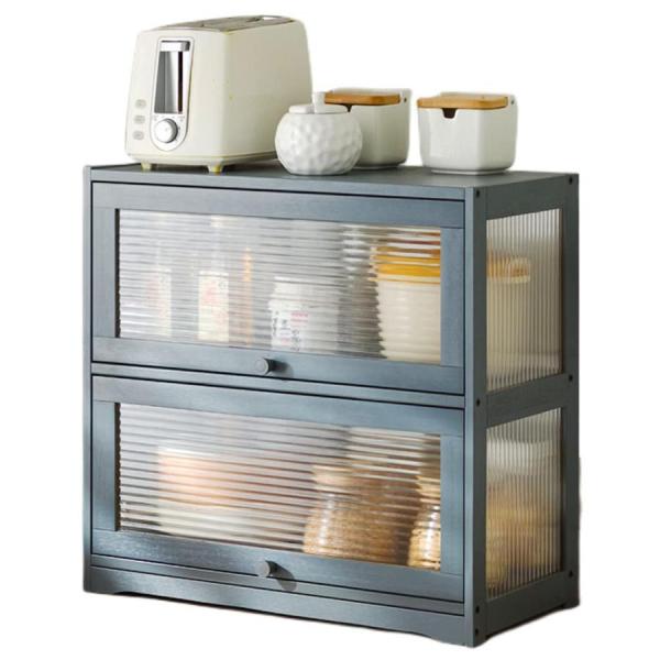 食器棚 卓上食器棚 キッチン収納棚 ミニ食器棚 キッチンキャビネット 扉 レンジボード 調味料入れ 北欧風 扉付 防塵 クラムシェルドア 簡単組