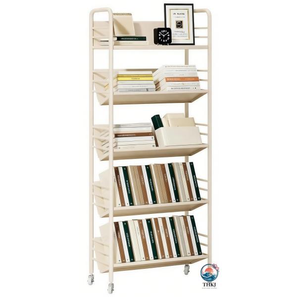 本棚 オープンラック ファイルラック  5段 69x31x177cm ファイルワゴン 360度回転キャスター 制動可能 スチール製 大容量 フック付き 多用途 書類整理 教科書 漫