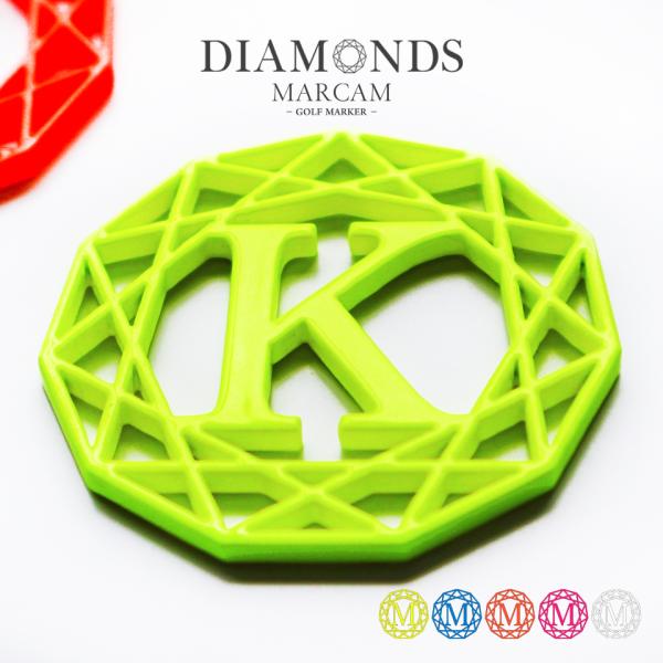 ゴルフ マーカー 名入れ マグネット 蛍光 ボールマーカー 大きい おしゃれ 目立つ ステンレス イニシャル MARCAM DIAMONDS(golfmarker27)