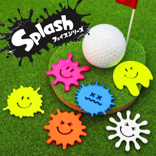 ゴルフ マーカー マグネット ボールマーカー ステンレス とにかく映える 蛍光 MARCAM Splash フェイスシリーズ(golfmarker28)