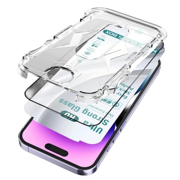 ひとつのホコリも見逃さないワンタッチ式スマホ保護フィルム×２枚セット