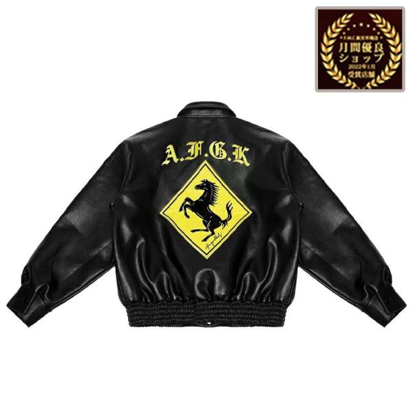 スタジャン A FEW GOOD KIDS AFGK レザージャケット afewgoodkids ラッパー 馬柄 レザー ジャケット JACKET  革ジャン 黒 30%OFF 定価30,580円→21,400円