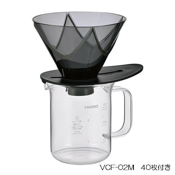 ハリオ ドリッパーMUGENサーバーセット 透明ブラック 1〜2杯用 VCF-02M 40枚付き