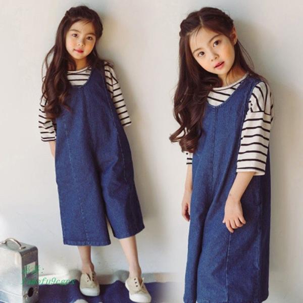 韓国 女の子 ガウチョパンツ 大きいサイズ 可愛い ガールズ サロペット ファッション オーバーオール ボトムス 子供服 ジュニア ワイドパンツ デニム 1 Texascashandpawn Com