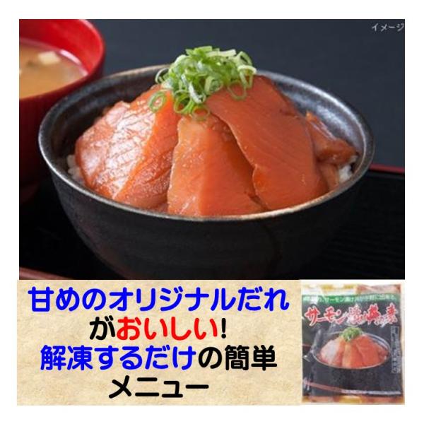 サーモン 海鮮丼 冷凍 サーモン漬け 丼 の 素 80g たれ 甘め おいしい 解凍するだけ 富士水産 冷凍食品