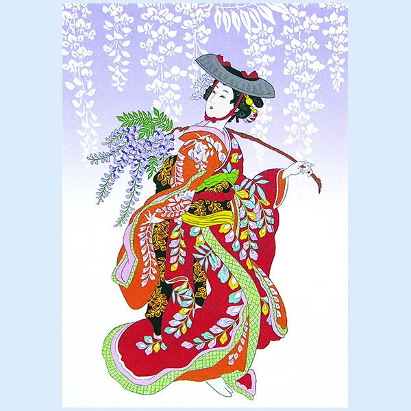 クリスマスカード 和風 F 614s 歌舞伎 藤娘 グリーティングカード 多目的 メッセージカード 和紙 冬 福井朝日堂 F 614s F A Greetings 通販 Yahoo ショッピング