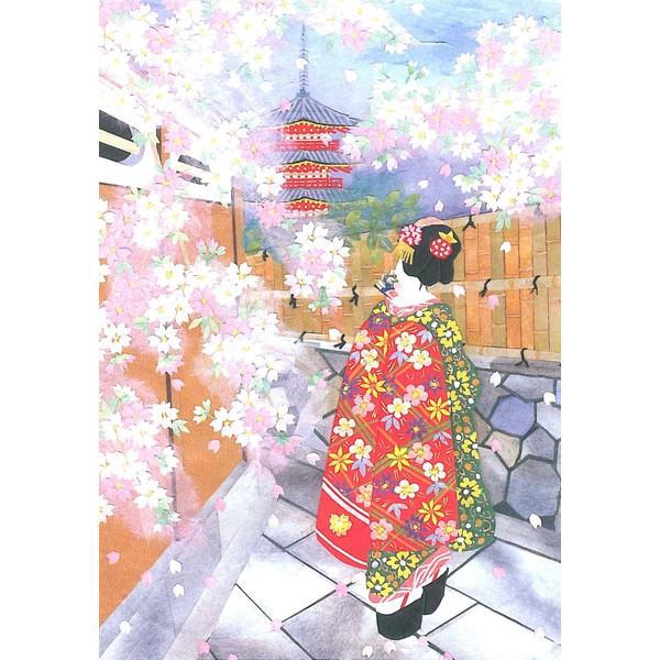 グリーティングカード 和風 桜 春 舞妓カード F 80 4月 和紙 多目的 クリスマスカード 京都 福井朝日堂 F 80 F A Greetings 通販 Yahoo ショッピング
