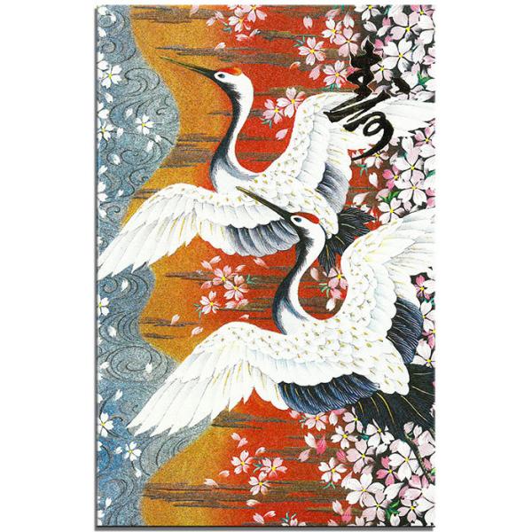 ウェディングカード 和風 結婚 婚礼 グリーティングカード メッセージカード【F25-747W】鶴 寿 桜 和柄 内祝い 御礼状  挨拶状 ポストカード 福井朝日堂 京都