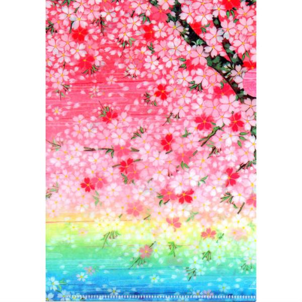 クリアフォルダー クリアファイル A5 和風 クリア 収納 桜(さくら) クリアケース cherry 母の日 絵葉書 ポストカード グリーティングカード 福井朝日堂 京都