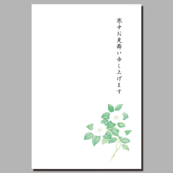 喪中 はがき 寒中見舞い 葉書 年末 年始 ハガキ 和紙 和風 冬 イラスト 無料 年賀欠礼 年賀状 御礼 挨拶状【FPS-601A】白椿(しろつばき) 定型文付き 福井朝日堂