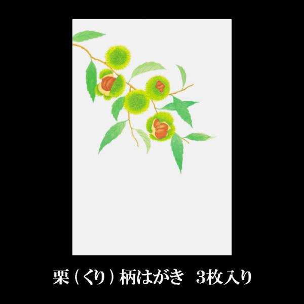 はがき 秋 敬老の日 秋の実り 御礼状 和紙 和風 出産 内祝い お礼状 挨拶状【花きらら FPS-713 栗(くり) 3枚入り】絵葉書 ポストカード 四季 花 福井朝日堂 京都