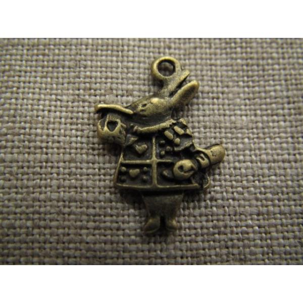 手芸 チャーム パーツ アクセサリーチャーム 金古美 (アリスのうさぎ