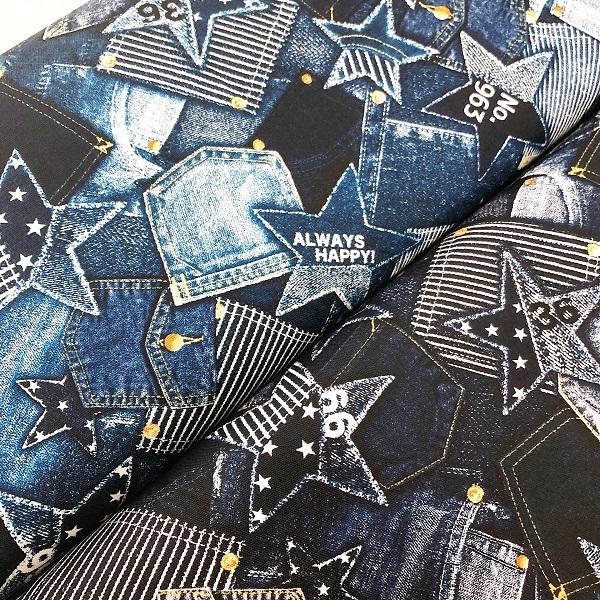 オックス 生地 デニム風 星とポケット パッチワーク風 ワッペンプリント 綿100 布 手芸 デニム Cos 638 手芸のfairylace 通販 Yahoo ショッピング