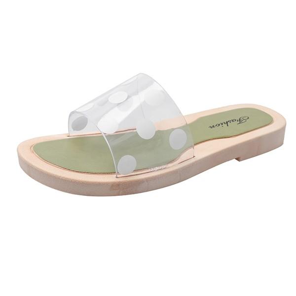 サンダル レディース 靴 シューズ フラット ぺたんこ 透明感 可愛い エレガンス ビーチサンダル リゾート 疲れない ドット 美脚 夏新作 歩きやすい まとめ買い特価