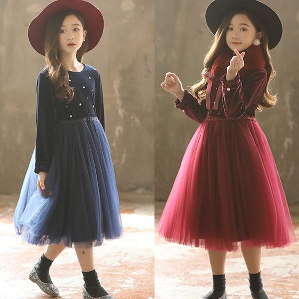 韓国子供服 女の子 ワンピースドレス ワンピース 可愛い ピアノ ギャザー 発表会 卒園式 入学式 パーティ 子供ドレス ベロアワンピース 毛領付け Au0140 Fairyhouse 通販 Yahoo ショッピング
