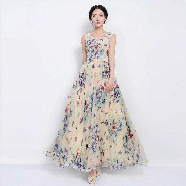 マキシワンピ マキシワンピース 夏 花柄 リゾートワンピース マキシ丈 ハイウエスト ロングドレス スタイル チョウ柄 大人蝶柄マキシワンピース Y Fairyhouse 通販 Yahoo ショッピング