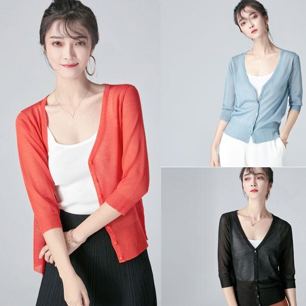 カーディガン 薄手 レディース 半袖 七分袖 ３タイプ薄手カーディガン 選べる全9色 Uvカット 冷房 Uv対策に 夏にうれしい活躍 ひんやり冷感 涼しい シンプル Buyee Buyee 日本の通販商品 オークションの代理入札 代理購入