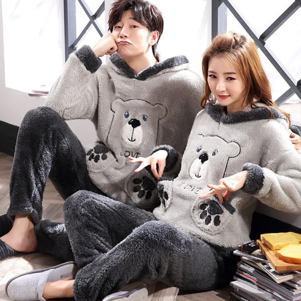 ペア ペアパジャマ 冬 カップルパジャマ 熊柄 カップルペアルック レディース メンズ 前開き 上下セットモコモコ 可愛い ルームウェア 部屋着 寝巻き Y2106 Fairyhouse 通販 Yahoo ショッピング