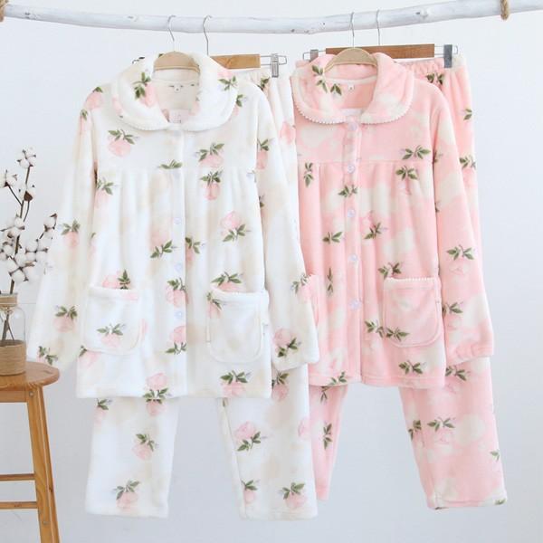 花柄 パジャマ レディース 秋冬 長袖 コーラルフリース 大きいサイズ パジャマ ランジェリー 厚手 保温 部屋着 ピンク 姫 ふわふわ ナイティ ルームウェア Y Fairyhouse 通販 Yahoo ショッピング