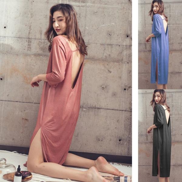 春夏 レディース 5分袖 ロング丈 モダール パジャマ ワンピース ルームウェア 部屋着 ナイトウェア ネグリジェ 無地 背中を出す 寝巻き セクシー 女性パジャマ Buyee Buyee Japanese Proxy Service Buy From Japan Bot Online