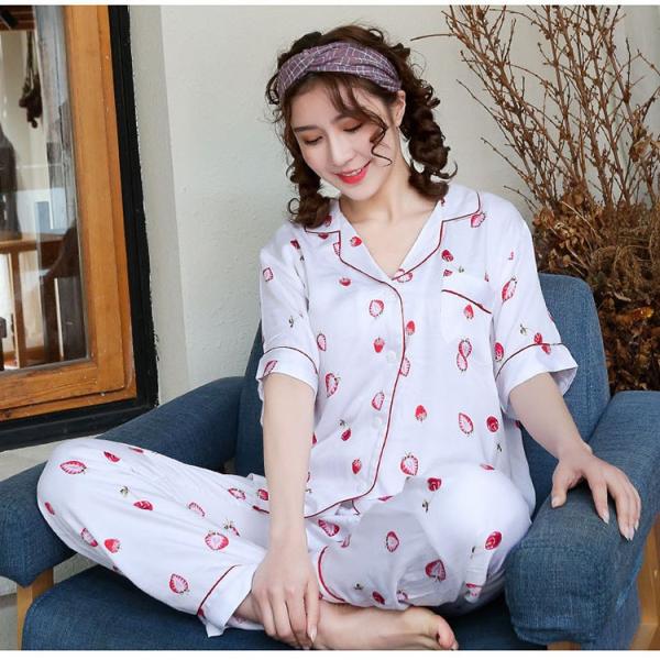 レディース パジャマ 半袖 前開きパジャマ 春秋 長ズボン パジャマ イチゴ柄 上下セット ルームウエア 可愛い 部屋着 ランジェリー 女性 寝巻き Y Fairyhouse 通販 Yahoo ショッピング