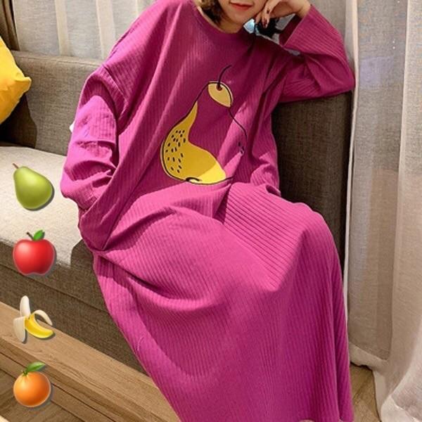 ネグリジェ ロングワンピース レディース 春夏秋 綿 ネグリジェ 長袖パジャマ 果物柄 ロングワンピース 大人 可愛い ルームウェア 部屋着 寝巻き 4色 Y Fairyhouse 通販 Yahoo ショッピング