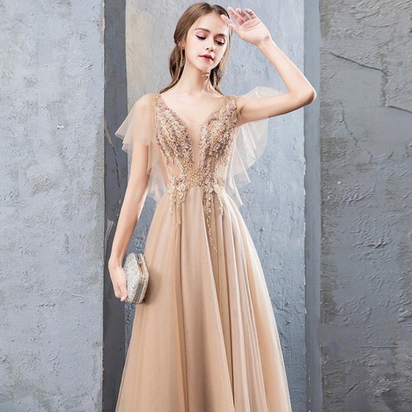 安い通販 結婚式 二次会 成人式 パーティー 演奏会 発表会 撮影用 お嫁さん 披露宴 花嫁 姫系ドレス 刺繍不規則 レディース フレア袖 エンパイア ウェディングドレス Aiuqf 販売買付 Jlt Polinema Org