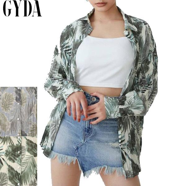 GYDA（ジェイダ） セール レディース シャツ ボタニカル柄 プリーツ 