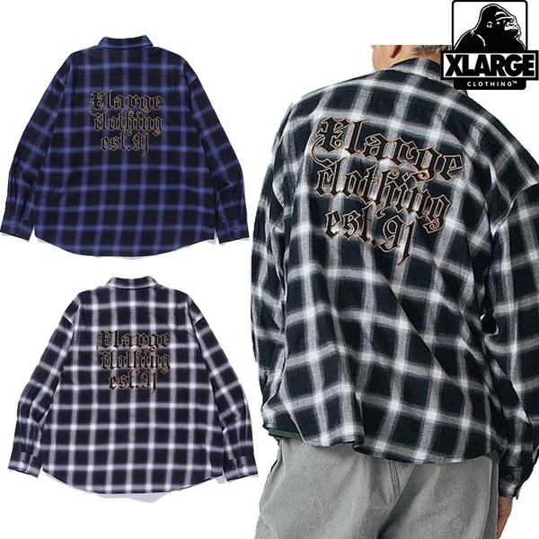XLARGE エクストララージ OLD ENGLISH L/S FLANNEL SHIRT