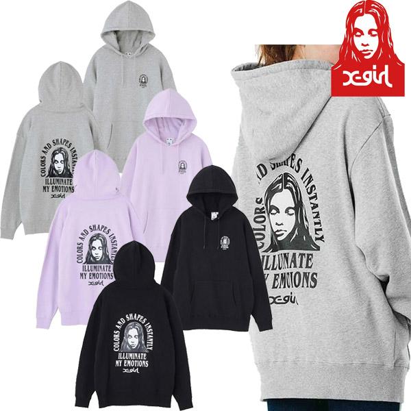X-girl ARCH & FACE LOGO SWEAT HOODIE　少女 X-girl エックスガール X-GIRL ARCH & FACE LOGO SWEAT HOODIE