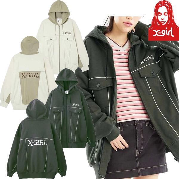 X-girl エックスガール X-GIRL HOODED ZIP UP TRACK JACKET X-girl エックスガール X-GIRL HOODED ZIP UP TRACK JACKET