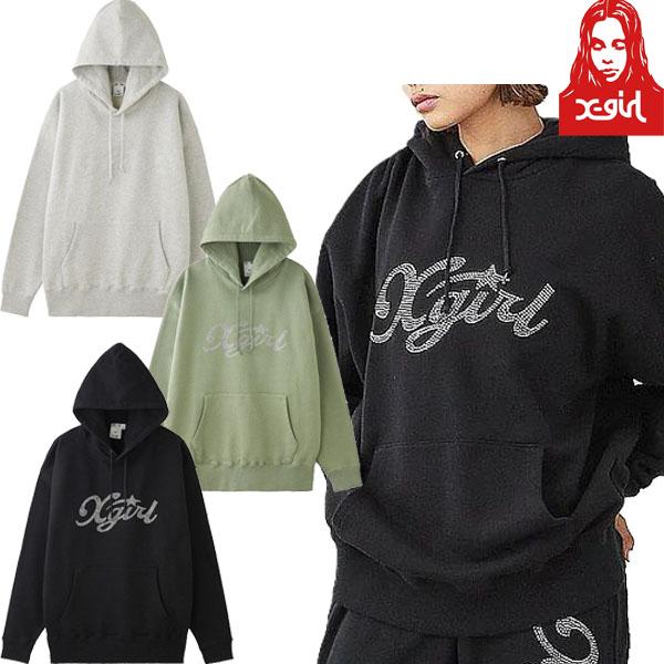 X-girl エックスガール RHINESTONE STAR CURSIVE LOGO SWEAT X-girl エックスガール RHINESTONE STAR CURSIVE LOGO SWEAT