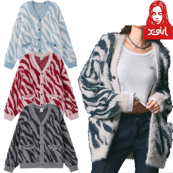 X-girl エックスガール ZEBRA KNIT CARDIGAN カーディガン X-girl エックスガール ZEBRA KNIT CARDIGAN カーディガン