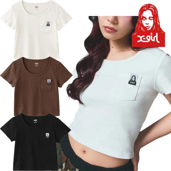 タグ付未使用　バーバリーブルーレーベル　ピチT ホースロゴ 半袖tシャツ y2k X-girl（エックスガール） X-girl FACE LABEL POCKET BABY TEE