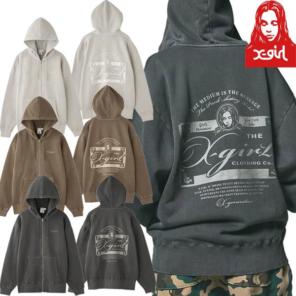 X-girl（エックスガール） X-girl PIGMENT DYED FACE LABEL ZIP UP