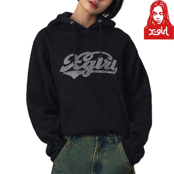 X-girl（エックスガール） X-girl RHINESTONE CURSIVE LOGO SWEAT