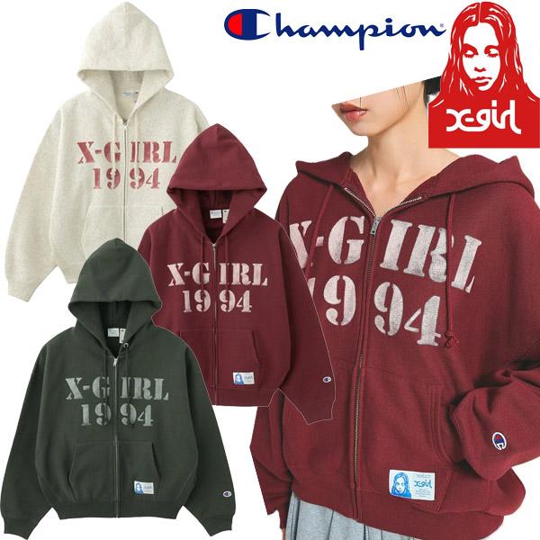 ブランドガール様 X-girl パーカー VINTAGE LABEL FACE LOGO ZIP UP SWEAT HOODIE