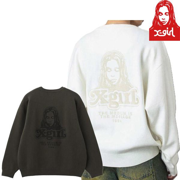 X-girl（エックスガール） X-girl FACE EMBROIDERY KNIT TOP フェイス