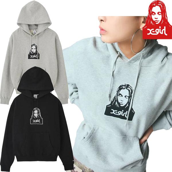 X-girl（エックスガール） FACE PATCH SWEAT HOODIE パーカー フーディ
