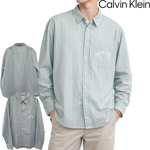 Calvin Klein（カルバン・クライン） メンズ 長袖シャツ ストライプ