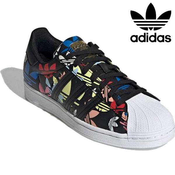 アディダス オリジナルス adidas Originals スーパースター SUPERSTAR ロゴ SS 総柄 ブラック おしゃれ 靴 トレフォイル