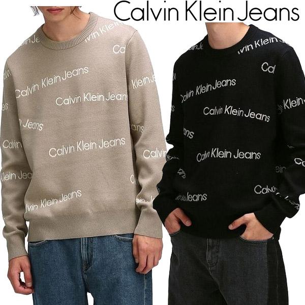 カルバンクラインジーンズ CALVIN KLEIN JEANS インスティテューショナル オールオーバー セーター ニット ロゴ 総柄 メンズ  レディース ブランド CK