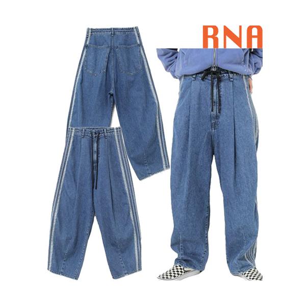 【RNA】デニムワイドパンツ RNA（アールエヌエー） デニムトラックパンツ ボトム デニム ワイド系