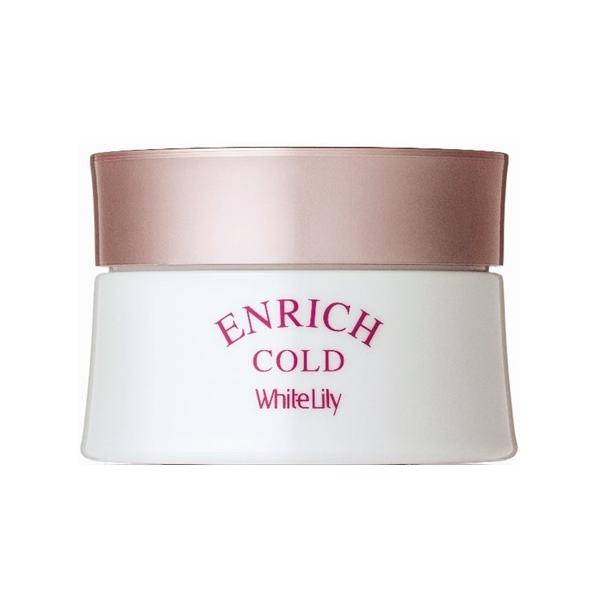 ホワイトリリー化粧品 エンリッチコールド 80gマッサージクリーム合成香料、合成着色料、鉱物油、石油系界面活性剤不使用天然製油100％ワイルドローズを配合。「マッサージ効果」を高める贅沢な美容成分たっぷり配合。【ご使用方法】マスカット大を手...