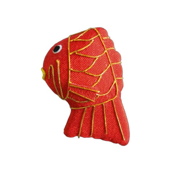お正月飾り ちりめん細工 鯛大 横向き （1個） : てづくり 手芸