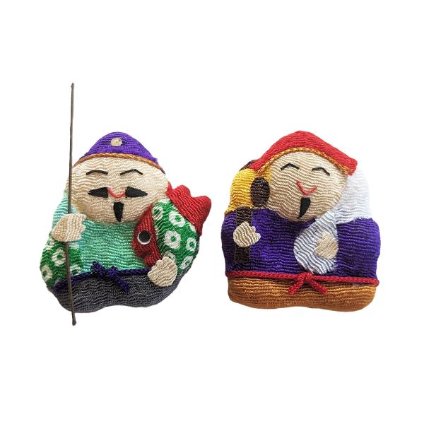 お正月飾り ちりめん細工 大黒天＆恵比寿 半立体（小）