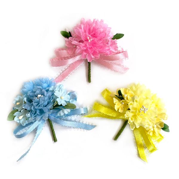 コサージュ ピコットリボンとダリア 完成品 (1個)