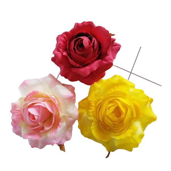 卒業のコサージュや髪飾りに♪直径約6〜7cm　厚さ約3cm　ワイヤーの長さ約5.5〜8cm材質：ポリエステル　紙巻針金　・ロットによって色の濃淡が若干異なる場合があります。・裏のガク部分に若干のボンドのはみ出しがある場合があります。・ワイヤ...